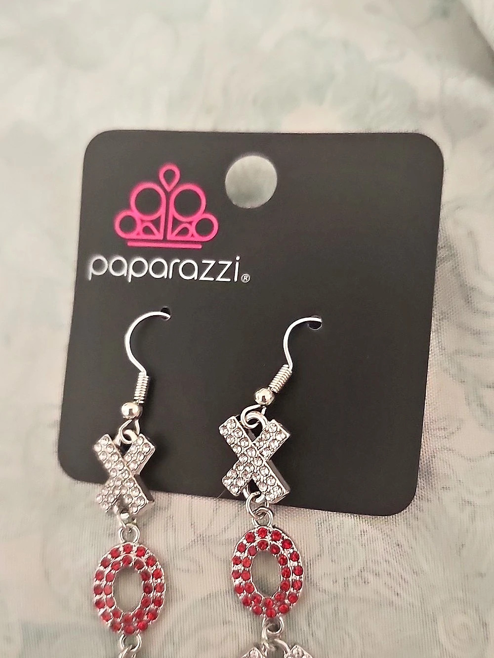 Paparazzi XOXO Stream - Red Silver & Red Dangle Earrings